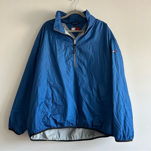Vintage Tommy Hilfiger Men's Blue Windbreaker - Picture 1 of 7